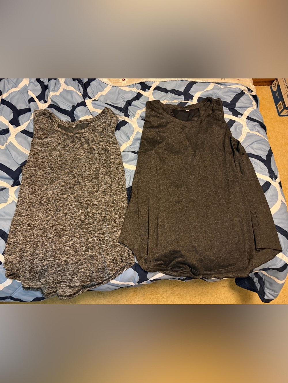 Women's plus 3XL Black and black/grey tank tops